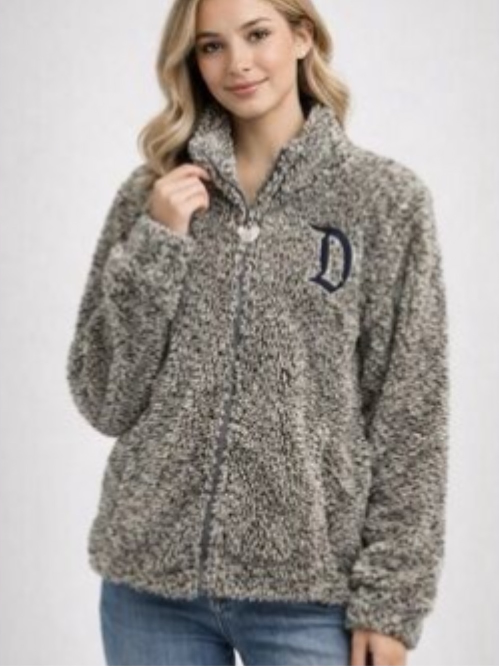 Disney Gray Fuzzy Zip Up Disneyland Jacket